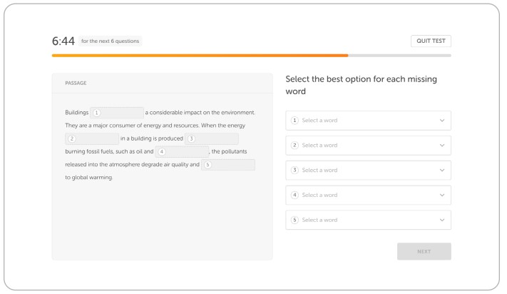 Duolingo English Test - Interactive Reading - Complete the Sentences